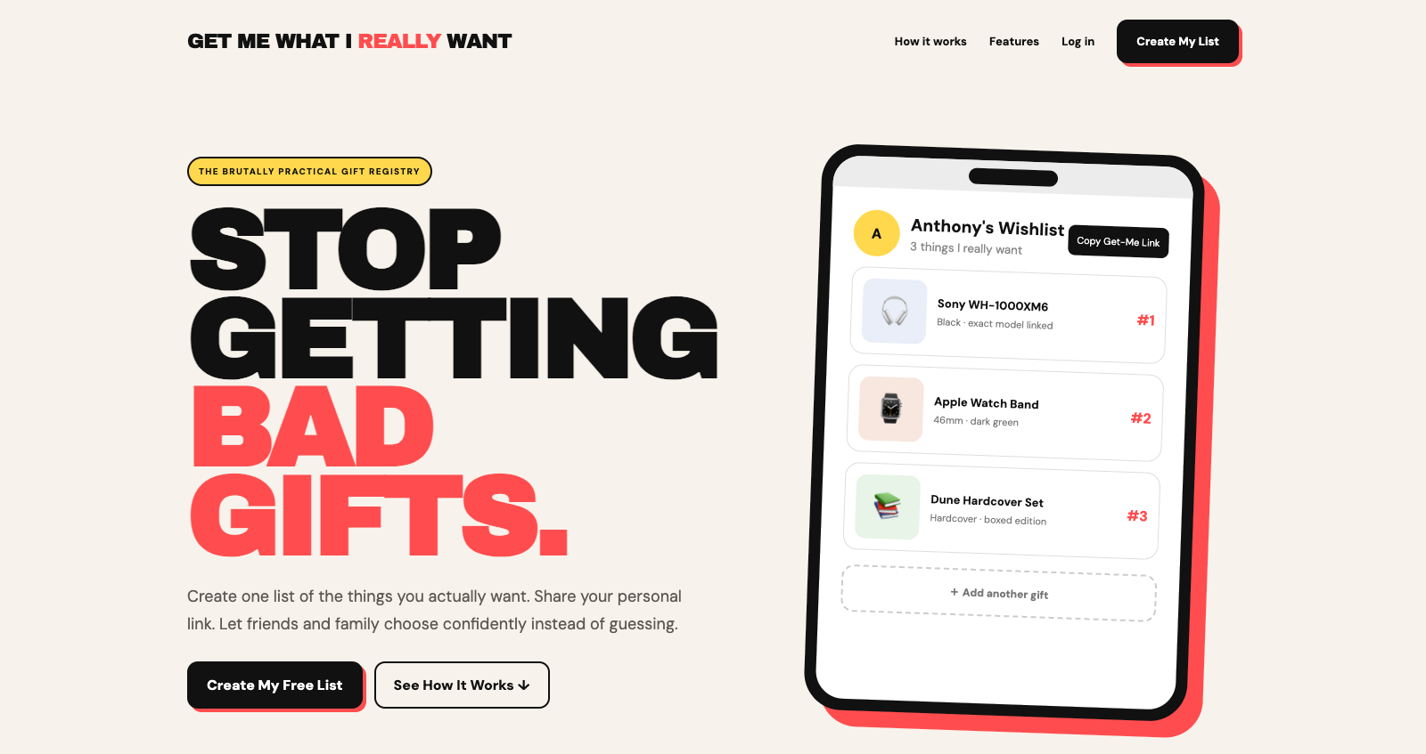 Get Me What I Really Want website screenshot