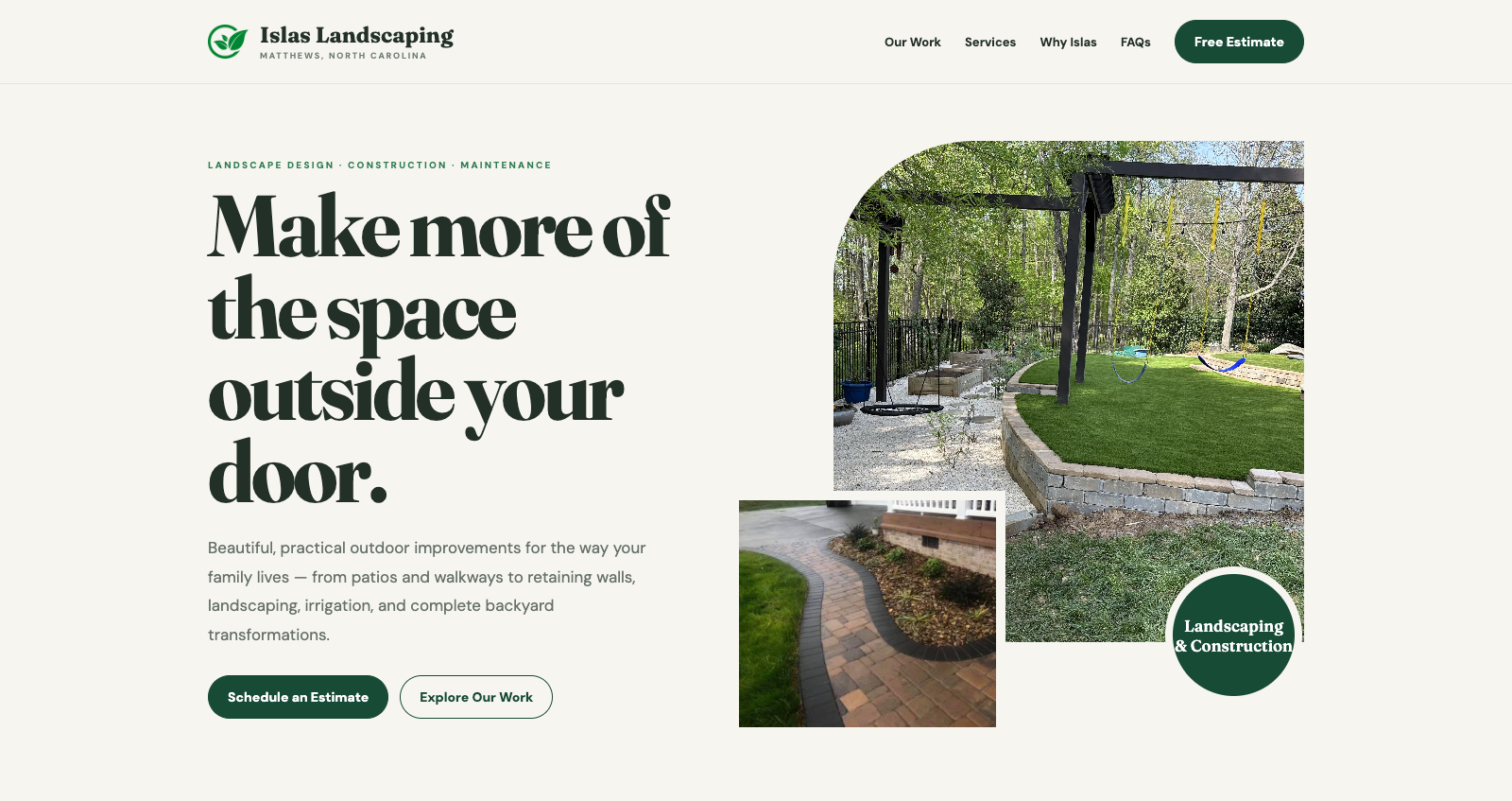 Islas Landscaping website screenshot